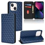 For iPhone 13 Cubic Grid Texture Flip Leather Phone Case(Blue)