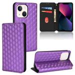 For iPhone 13 Cubic Grid Texture Flip Leather Phone Case(Purple)