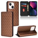 For iPhone 13 mini Cubic Grid Texture Flip Leather Phone Case(Brown)