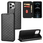 For iPhone 12 Pro Max Cubic Grid Texture Flip Leather Phone Case(Black)