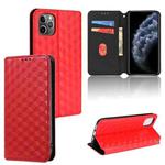For iPhone 11 Pro Max Cubic Grid Texture Flip Leather Phone Case(Red)