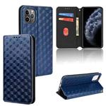For iPhone 11 Pro Max Cubic Grid Texture Flip Leather Phone Case(Blue)
