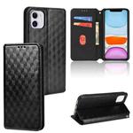 For iPhone 11 Cubic Grid Texture Flip Leather Phone Case(Black)