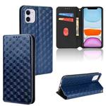 For iPhone 11 Cubic Grid Texture Flip Leather Phone Case(Blue)
