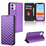 For iPhone 11 Cubic Grid Texture Flip Leather Phone Case(Purple)