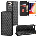 For iPhone SE 2022 / SE 2020 / 8 / 7 Cubic Grid Texture Flip Leather Phone Case(Black)