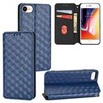 For iPhone SE 2022 / SE 2020 / 8 / 7 Cubic Grid Texture Flip Leather Phone Case(Blue)