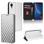 For iPhone XR Cubic Grid Texture Flip Leather Phone Case(Silver)