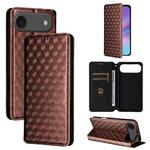 For iPhone Air Cubic Grid Texture Flip Leather Phone Case(Brown)