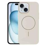 For iPhone 15 Thin Circle PC Injection MagSafe Phone Case(Rock Beige)