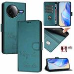 For Xiaomi Poco F7 Pro / F7 Ultra Smile Embossing RFID Leather Phone Case(Peacock Green)