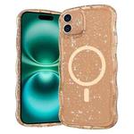For iPhone 16 Plus Wave Glitter MagSafe Magnetic TPU Phone Case(Transparent Gold)