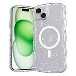 For iPhone 15 Wave Glitter MagSafe Magnetic TPU Phone Case(Transparent White)