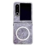 For ZTE nubia Flip2 Pearlescent Shell Texture MagSafe Phone Case(Pink)
