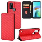For Blackview A50 Cubic Grid Texture Flip Leather Phone Case(Red)