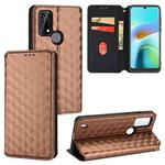 For Blackview A50 Cubic Grid Texture Flip Leather Phone Case(Brown)