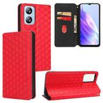 For Blackview A52 / A52 Pro Cubic Grid Texture Flip Leather Phone Case(Red)