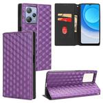For Blackview A53 / A53 Pro Cubic Grid Texture Flip Leather Phone Case(Purple)