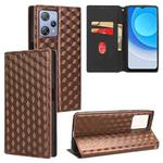 For Blackview A53 / A53 Pro Cubic Grid Texture Flip Leather Phone Case(Brown)