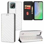 For Blackview A55 Cubic Grid Texture Flip Leather Phone Case(Silver)