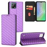 For Blackview A55 Cubic Grid Texture Flip Leather Phone Case(Purple)