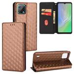 For Blackview A55 Cubic Grid Texture Flip Leather Phone Case(Brown)