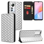 For Blackview A85 Cubic Grid Texture Flip Leather Phone Case(Silver)