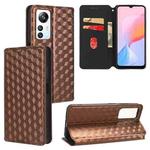 For Blackview A85 Cubic Grid Texture Flip Leather Phone Case(Brown)