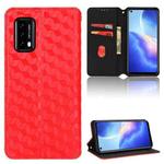 For Blackview A90 Cubic Grid Texture Flip Leather Phone Case(Red)