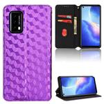 For Blackview A90 Cubic Grid Texture Flip Leather Phone Case(Purple)