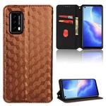 For Blackview A90 Cubic Grid Texture Flip Leather Phone Case(Brown)