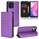 For Blackview Oscal C20 / C20 Pro Cubic Grid Texture Flip Leather Phone Case(Purple)