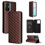 For Blackview Oscal C70 Cubic Grid Texture Flip Leather Phone Case(Brown)