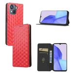 For Blackview Oscal C80 Cubic Grid Texture Flip Leather Phone Case(Red)