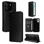 For Blackview Wave 6C Cubic Grid Texture Flip Leather Phone Case(Black)