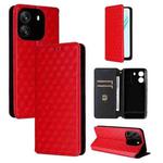 For Blackview Wave 6C Cubic Grid Texture Flip Leather Phone Case(Red)