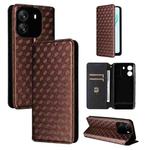For Blackview Wave 6C Cubic Grid Texture Flip Leather Phone Case(Brown)