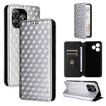 For Blackview Wave 8C Cubic Grid Texture Flip Leather Phone Case(Silver)