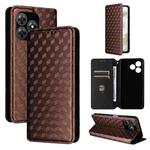 For Blackview Wave 8C Cubic Grid Texture Flip Leather Phone Case(Brown)