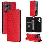 For Blackview Oscal Tiger 13 Cubic Grid Texture Flip Leather Phone Case(Red)