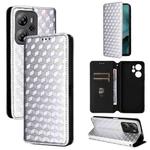 For Blackview Oscal Tiger 13 Cubic Grid Texture Flip Leather Phone Case(Silver)