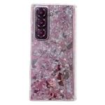 For Samsung Galaxy Z Fold Special Magnetic Axis Pearlescent Shell Texture Phone Case(Pink Green)