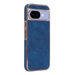 For Google Pixel 9a Electroplated PC Sheepskin Invisible Magnetic MagSafe Phone Case(Blue)