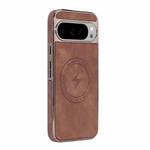 For Google Pixel 9 Pro XL Electroplated PC Sheepskin Invisible Magnetic MagSafe Phone Case(Brown)