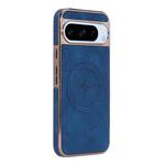For Google Pixel 8 Pro Electroplated PC Sheepskin Invisible Magnetic MagSafe Phone Case(Blue)