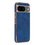 For Google Pixel 8 Electroplated PC Sheepskin Invisible Magnetic MagSafe Phone Case(Blue)