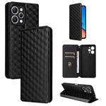 For Redmi 12 4G Cubic Grid Texture Flip Leather Phone Case(Black)