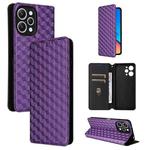 For Redmi 12 4G Cubic Grid Texture Flip Leather Phone Case(Purple)