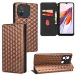 For Redmi 12C / 11A 4G Cubic Grid Texture Flip Leather Phone Case(Brown)