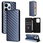 For Redmi 13 4G / Note 13R 5G Cubic Grid Texture Flip Leather Phone Case(Blue)